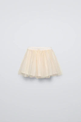 FLOCKED POLKA DOT TULLE SKIRT