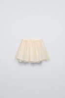 FLOCKED POLKA DOT TULLE SKIRT