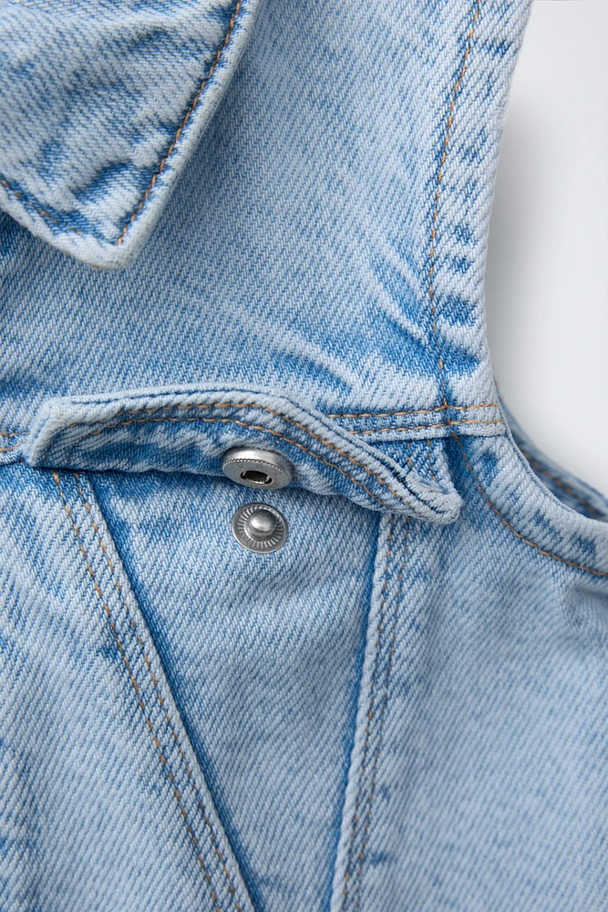 DENIM SKATER DRESS WITH ZIPPER