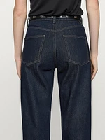 Faded straight-leg high-waist jeans