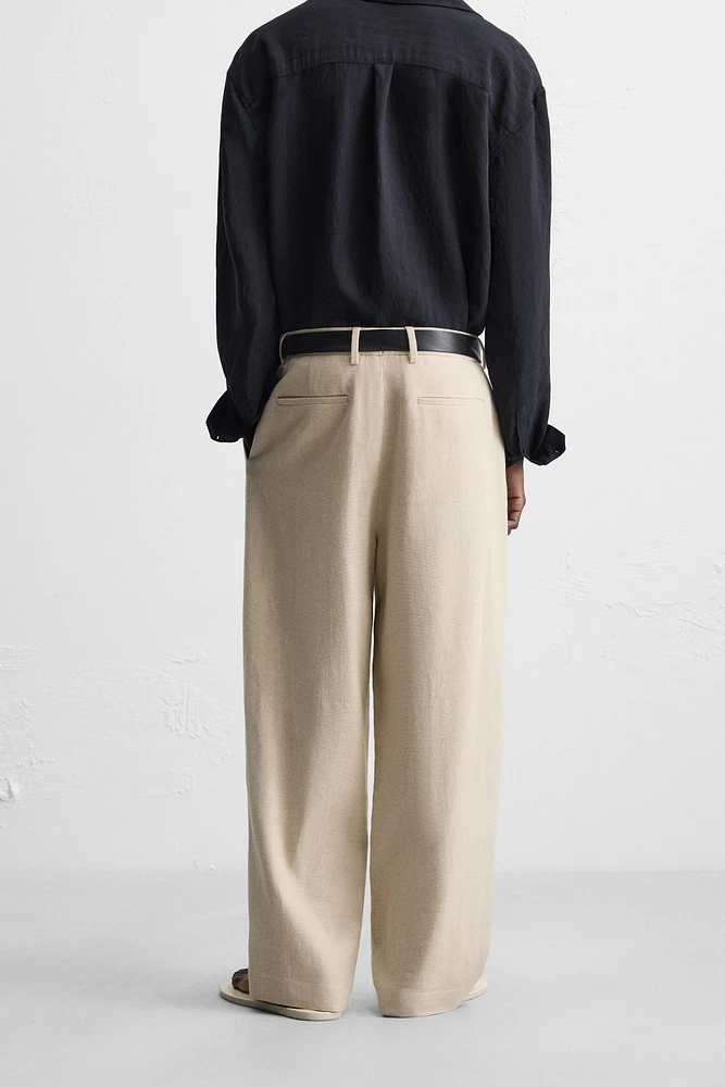 PANTALON LIN - COTON PLIS