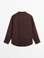 Flowing ramie blend shirt with pintucks