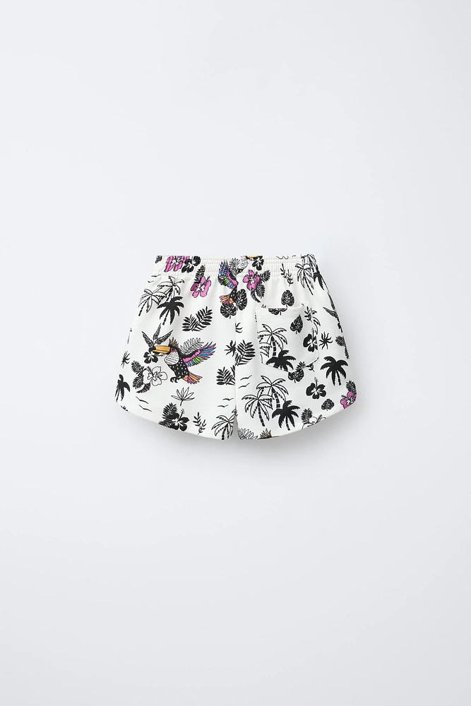 PALM TREE PRINT BERMUDA SHORTS