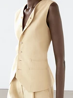 Gilet tailleur en lin mélangé