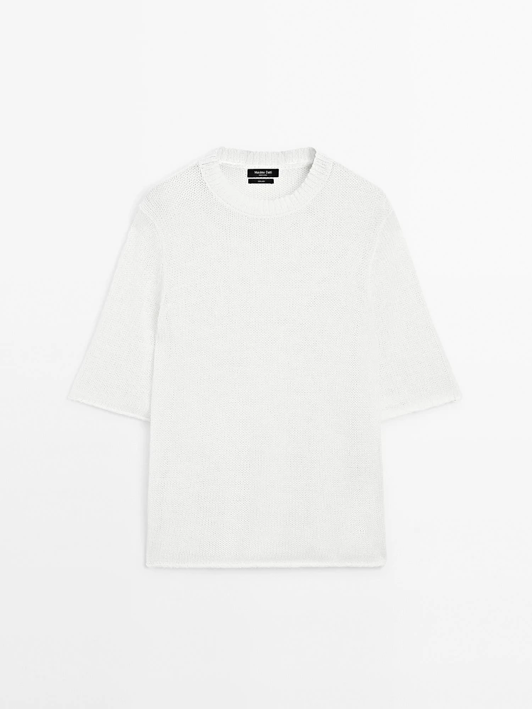 Pull en maille à manches courtes lin