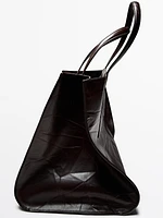 Grand sac effet craquelé en cuir nappa
