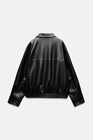 FAUX LEATHER BOMBER JACKET