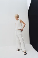 PANTALON WIDE LEG AVEC LIN