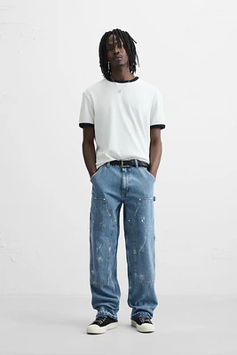 STRAIGHT FIT RIPPED CARPENTER JEANS