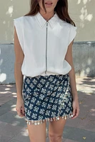 BEADED PRINTED SKORT