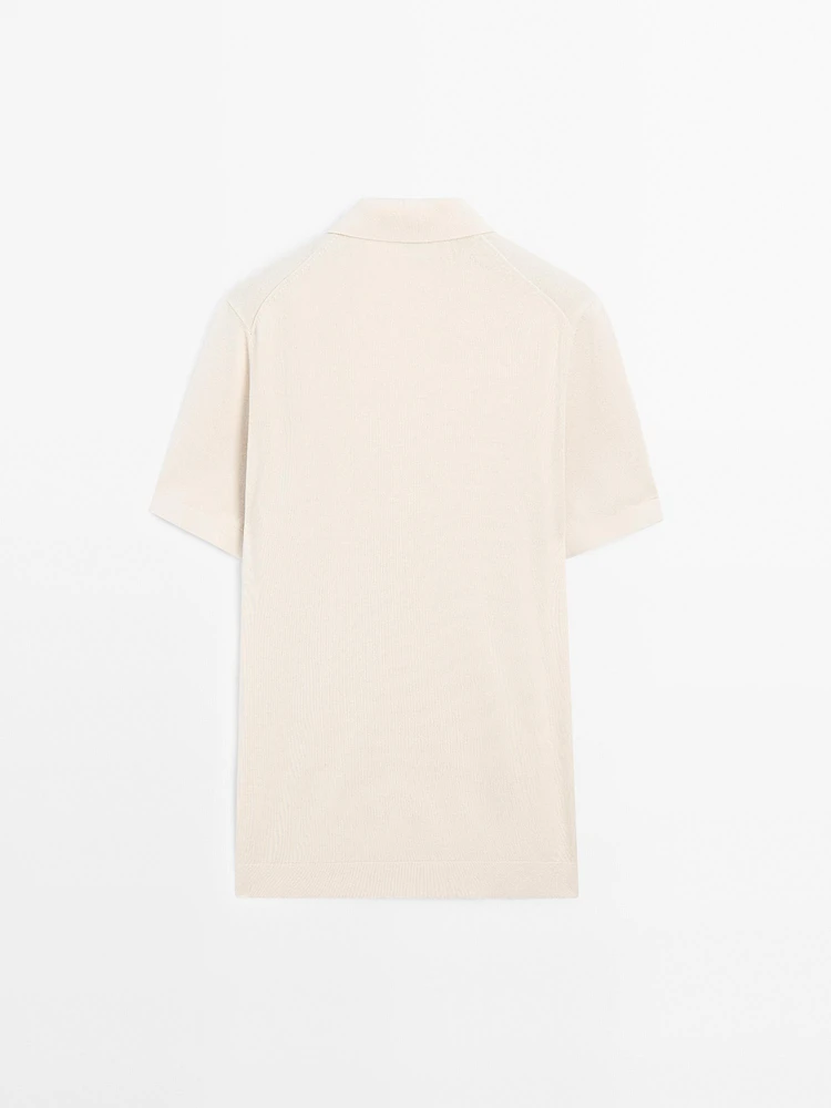 Cotton knit quarter-zip polo shirt