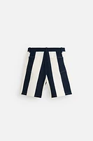 PLEATED STRIPED SHORTS