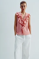 RUFFLED SLEEVELESS TOP
