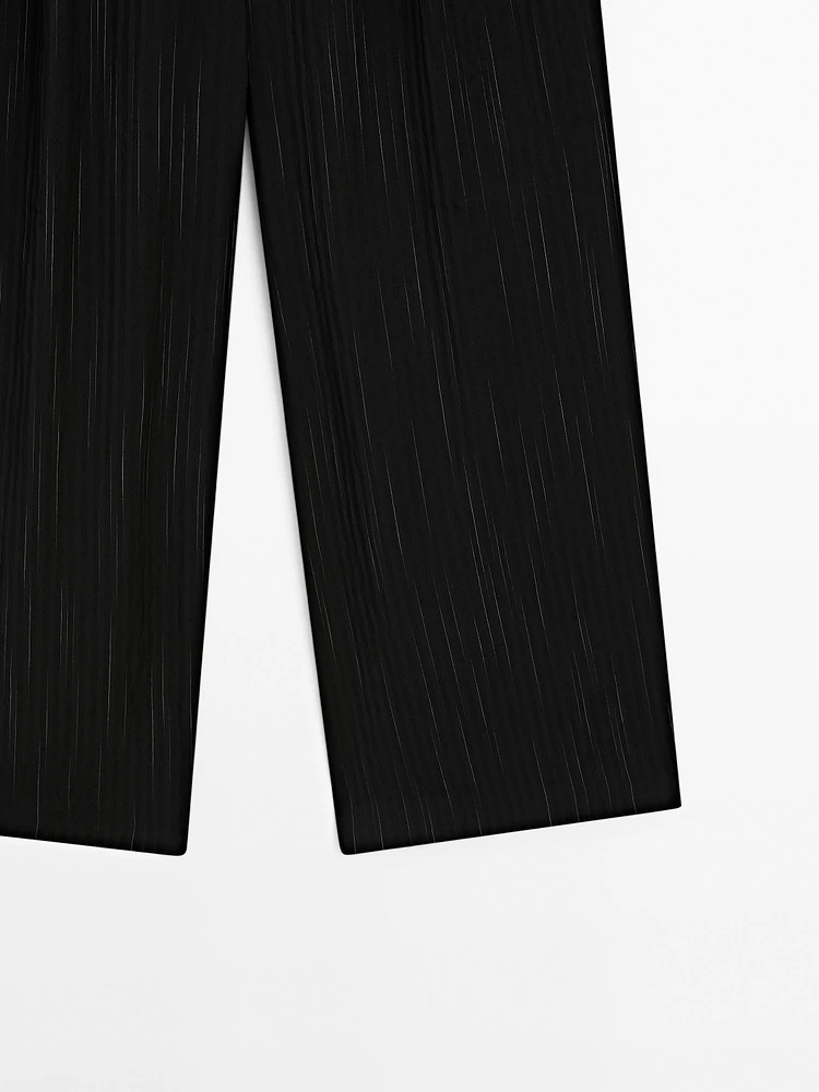 Pantalon à pinces imprimé rayures