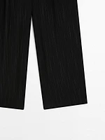 Pantalon à pinces imprimé rayures