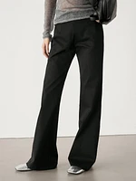 Mid-rise stretch flared trousers