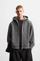 BRUSHED TEXTURE ZIP-UP SWEATSHIRT