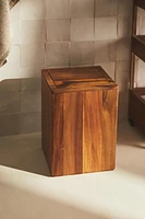 SQUARE WOODEN BATHROOM TRASH CAN