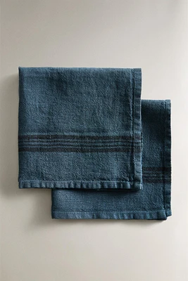 LOT SERVIETTES DE TABLE LIN ÉPAIS COLORÉ (LOT DE 2)