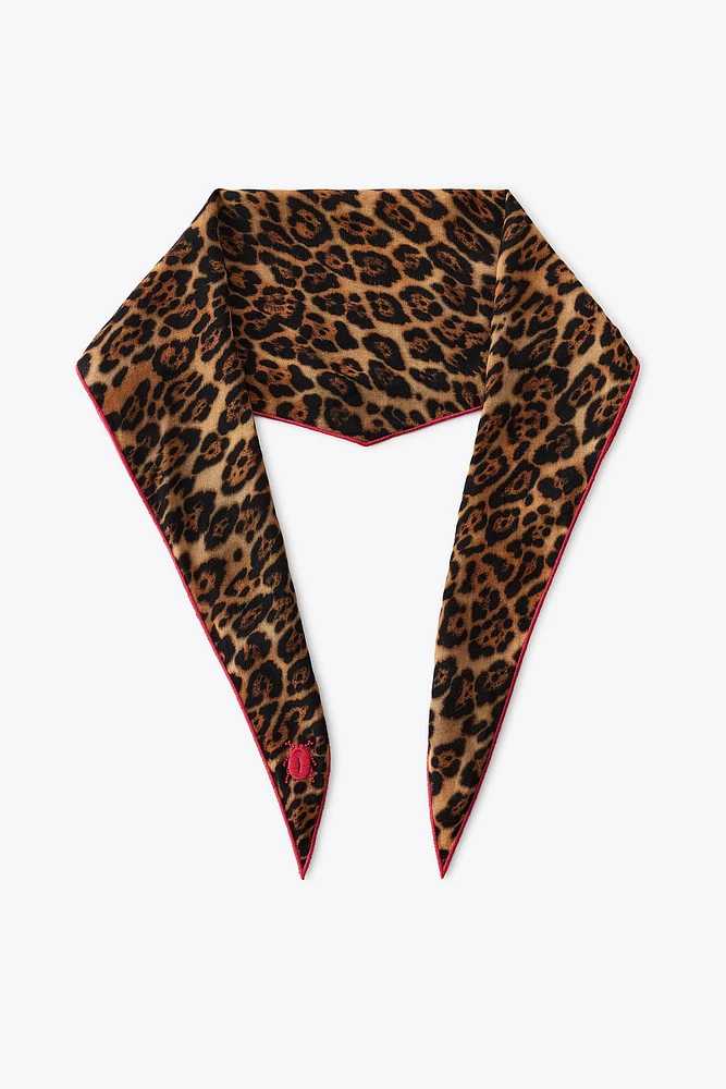 EMBROIDERED ANIMAL PRINT BANDANA