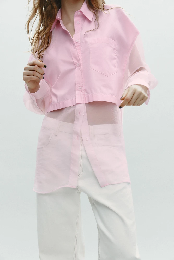 CHEMISE OVERSIZE À RAYURES EN ORGANZA