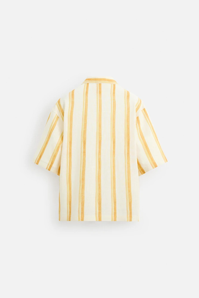 CHEMISE RAYURES VISCOSE ET LIN