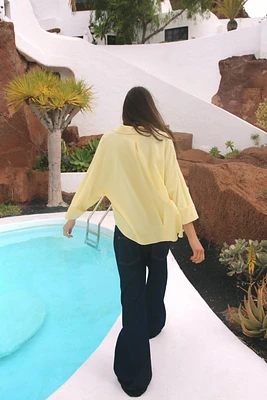 CHEMISE À MANCHES LARGES AVEC LIN