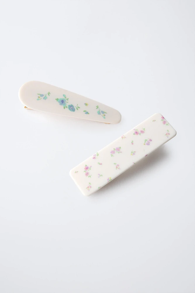 PACK OF TWO FLORAL HAIR CLIPS