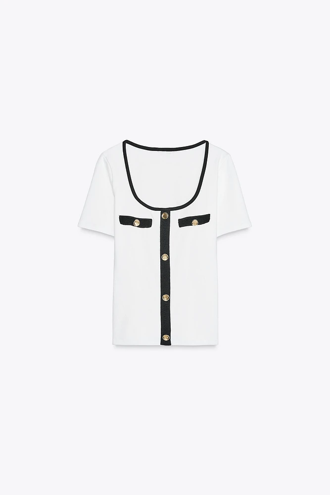 CONTRAST TRIM T-SHIRT