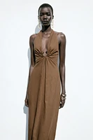 LINEN BUCKLE MIDI DRESS
