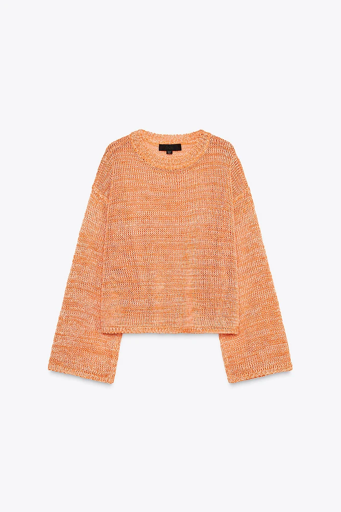 RIBBED KNIT SWEATER WITH RIBBONS