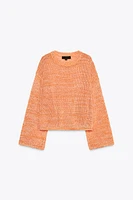 RIBBED KNIT SWEATER WITH RIBBONS