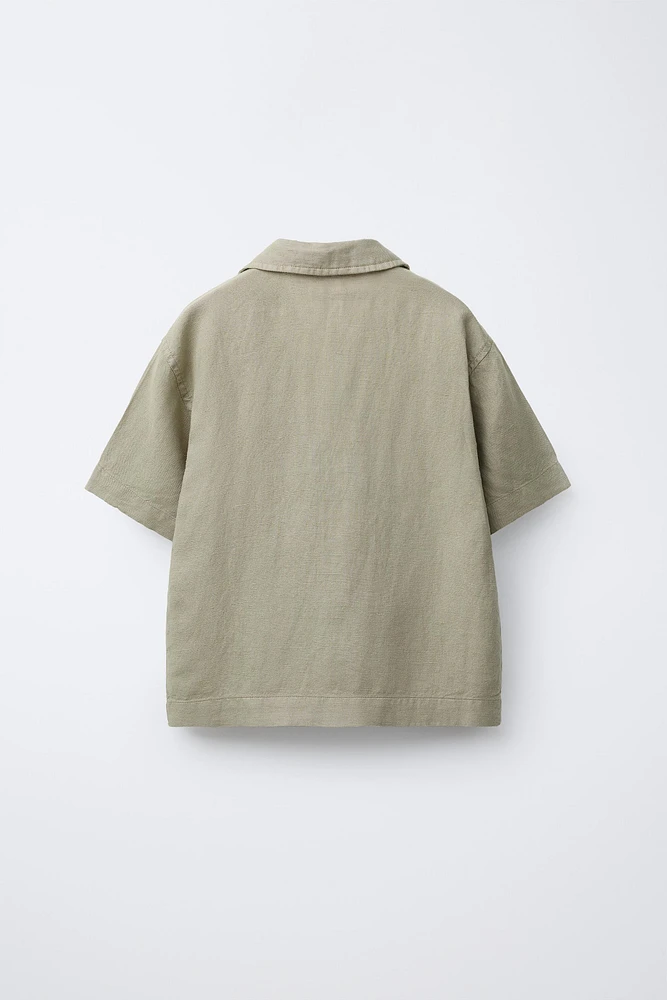 FLOWY LINEN BLEND SHIRT