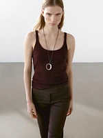 Sleeveless 100% cotton knit T-shirt