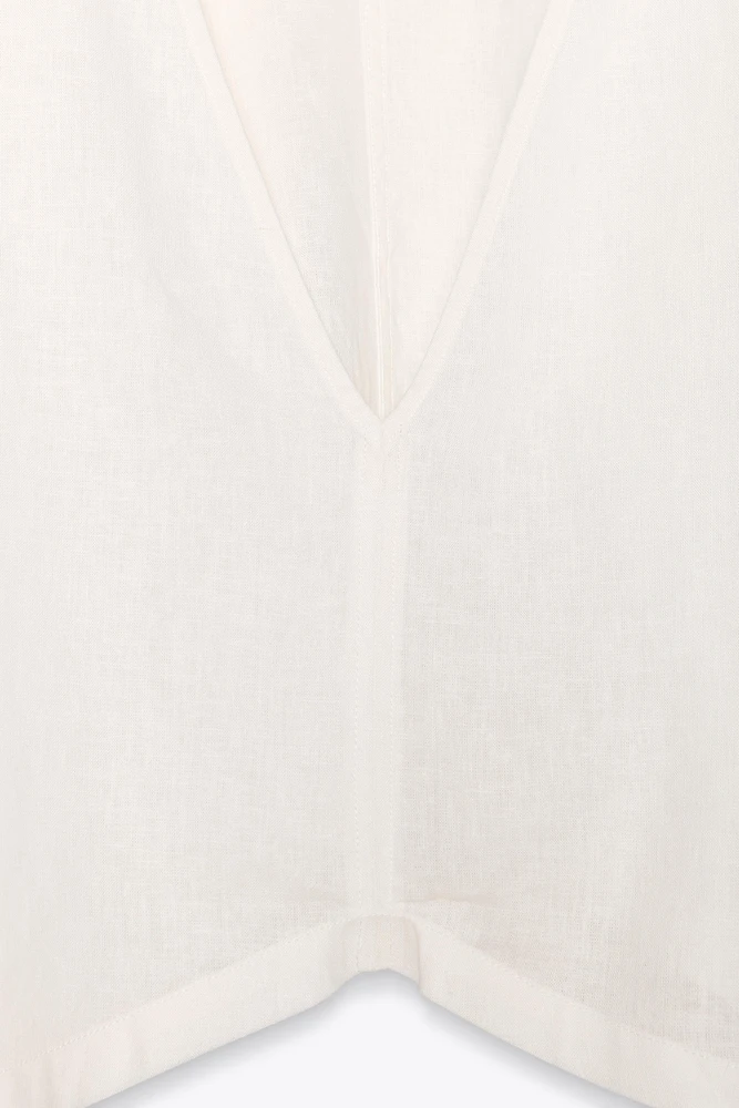 ASYMMETRIC LINEN KIMONO CAPE