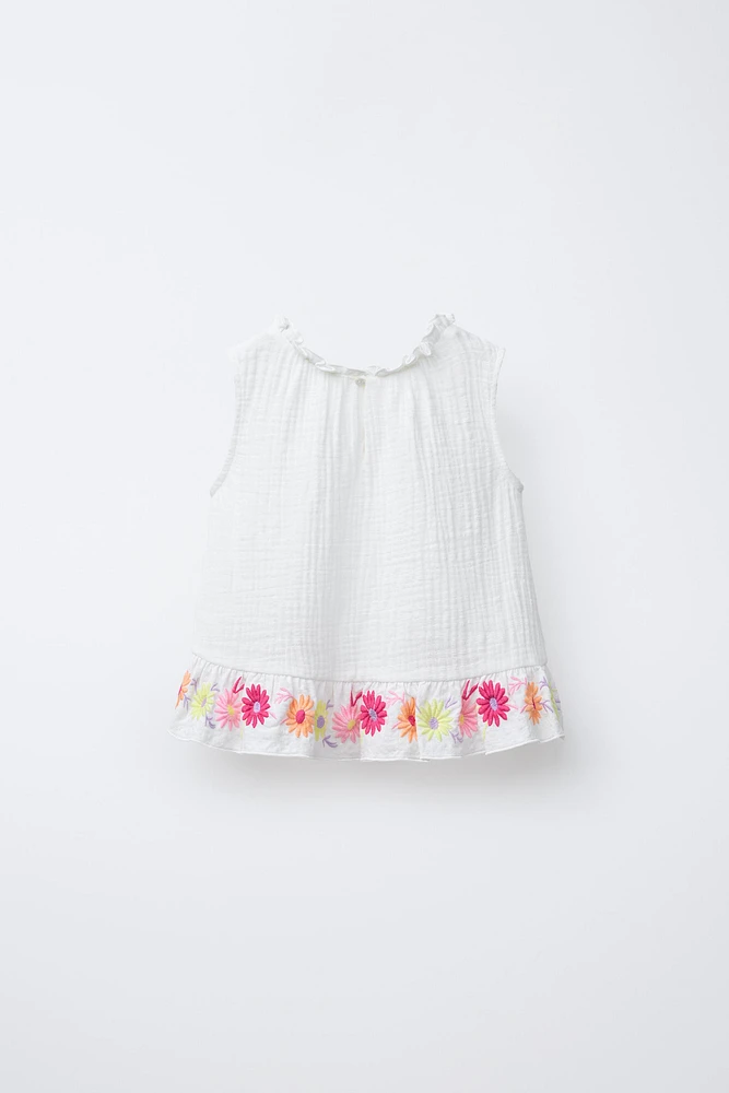 CHEMISE FLEURS BRODÉES