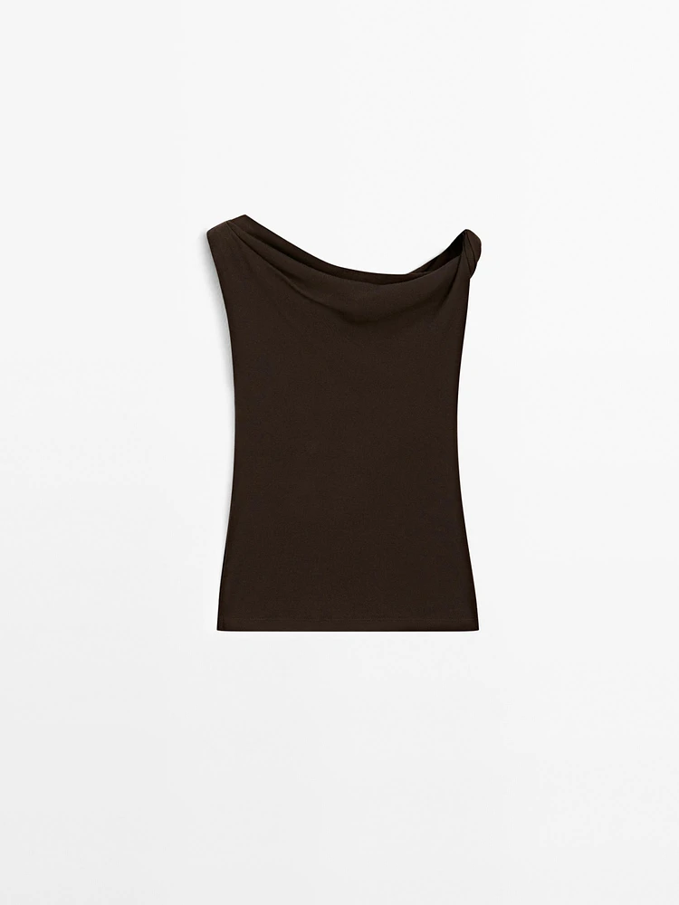 Top drapé avec nœud en coton
