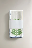 LOT SERVIETTES DE TABLE COTON BRODERIES CONTRASTANTES (LOT DE 2)