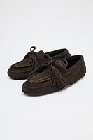 SUEDE FRINGE LOAFERS