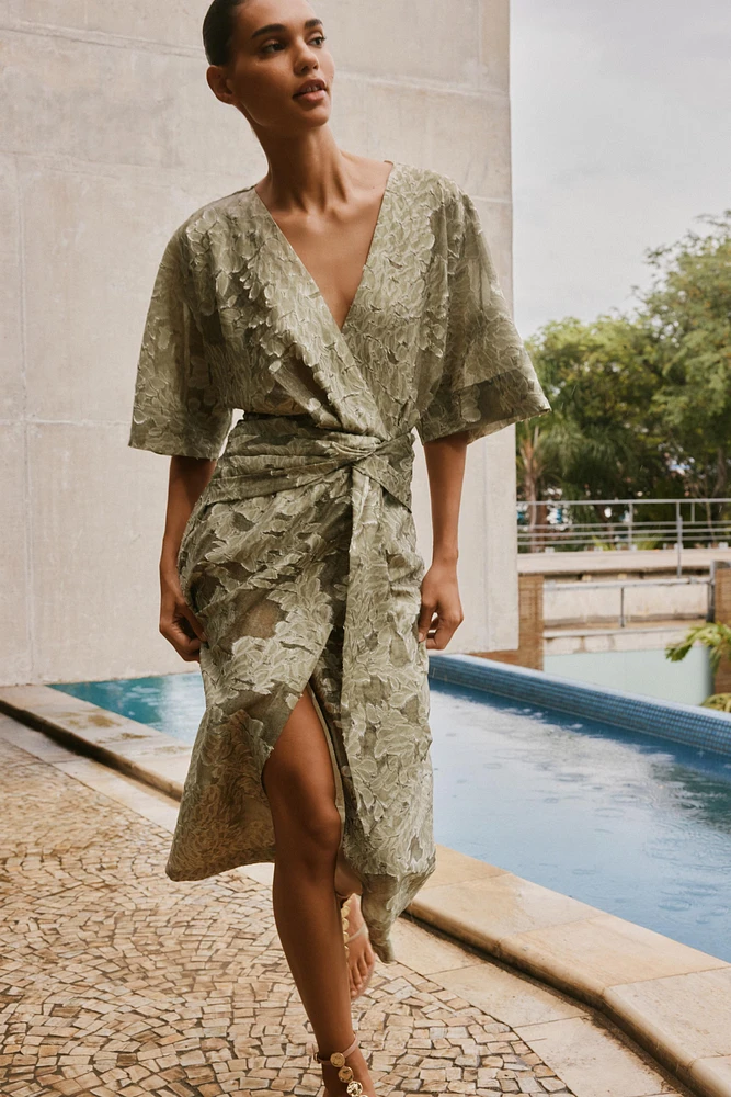 TEXTURED DRAPED DRESS