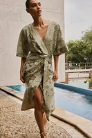 TEXTURED DRAPED DRESS