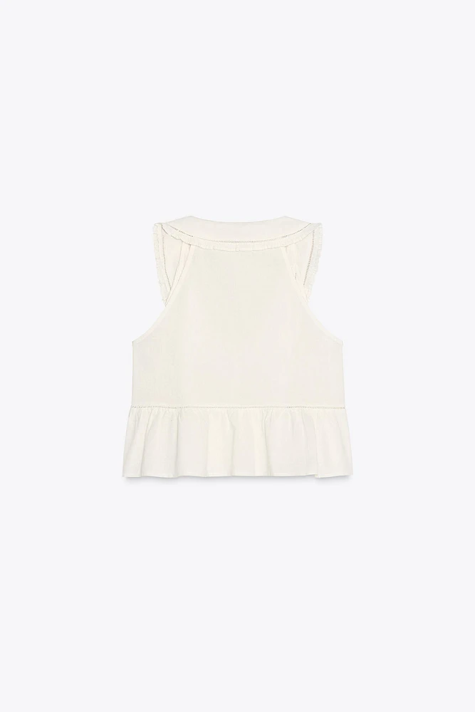 EMBROIDERED PETER PAN COLLAR TOP