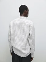 Chemise lin regular fit à carreaux