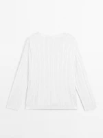Pull coton en maille tressée ajourée