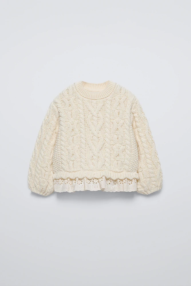 LACE TRIM KNIT SWEATER