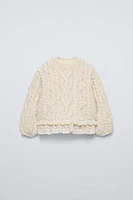 LACE TRIM KNIT SWEATER