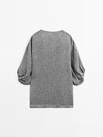 Short dress with sleeve detail, 100% linen