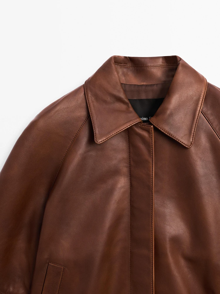 Blouson en cuir nappa enduit