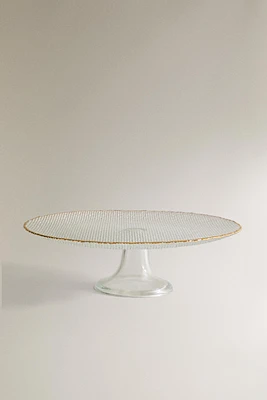 RAISED GLASS SERVING DISH WITH GOLD RIM