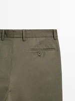 Cotton and linen tapered fit trousers